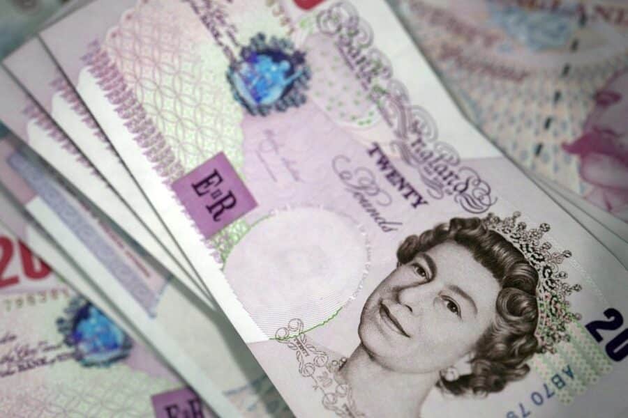 british, banknotes, currency, bill, cash, 20gbp notes, money, blender, 3d, render, gray money, gray note
