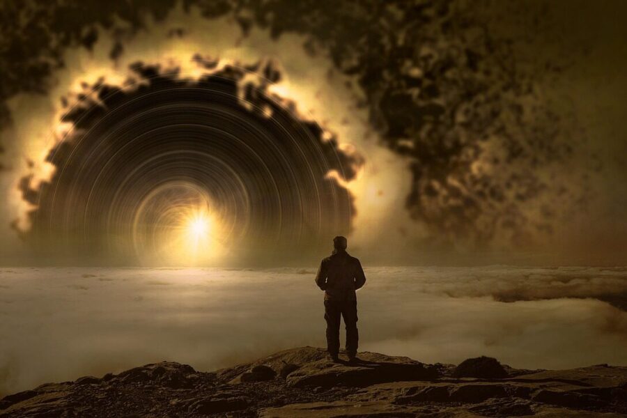 fantasy, light, mood, heaven, lovely, fairy tale, dream, mystical, fantasy picture, compose, atmospheric, photomontage, secret, man, effect, spiral, strange, surreal, representation, phenomenon, god, black hole, singularity, unearthly
