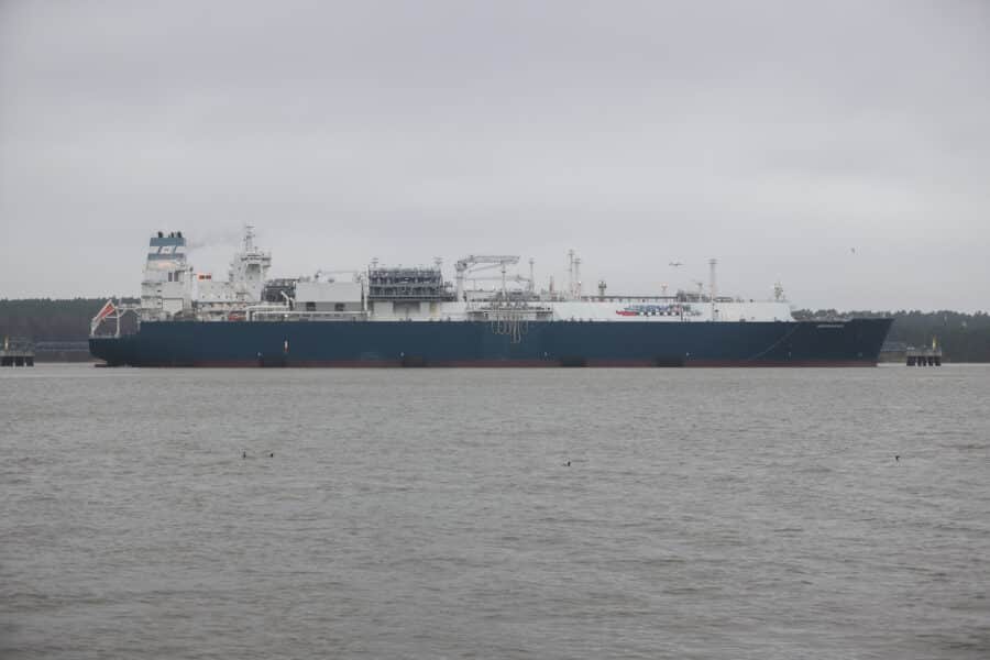 SGD laivo saugyklos „Independence“ nuosavybės teisių perdavimo Lietuvai ceremonija. ELTA / Matas Baranauskas nuotr.