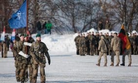 NATO Daugianacionalinės kovinės grupės integracijos ir vadovavimo Vokietijos 45-ajai brigadai „Lietuva“ perdavimo ceremonija. ELTA / Josvydas Elinskas