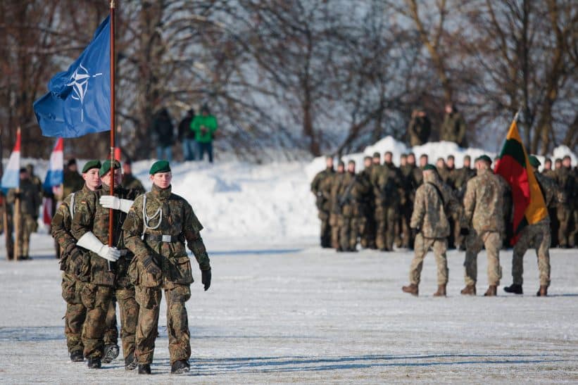 NATO Daugianacionalinės kovinės grupės integracijos ir vadovavimo Vokietijos 45-ajai brigadai „Lietuva“ perdavimo ceremonija. ELTA / Josvydas Elinskas