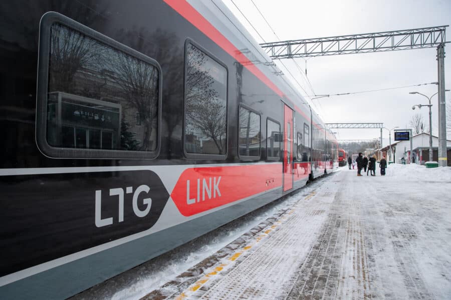 Baterinio „Stadler“ traukinio pristatymas Kaune. ELTA / Orestas Gurevičius nuotr.