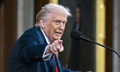 Donaldo Trumpo metinis pranešimas. EPA/KENNY HOLSTON nuotr.