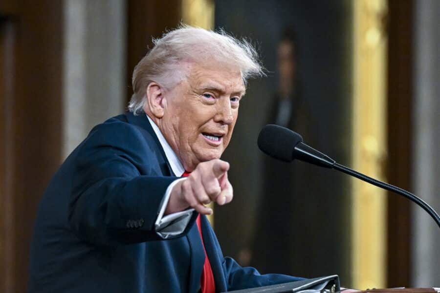 Donaldo Trumpo metinis pranešimas. EPA/KENNY HOLSTON nuotr.