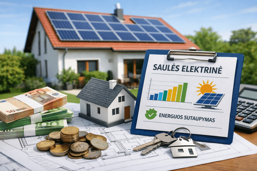 Saulės elektrinė. DI sugeneruota nuotr.