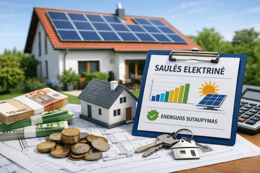 Saulės elektrinė. DI sugeneruota nuotr.