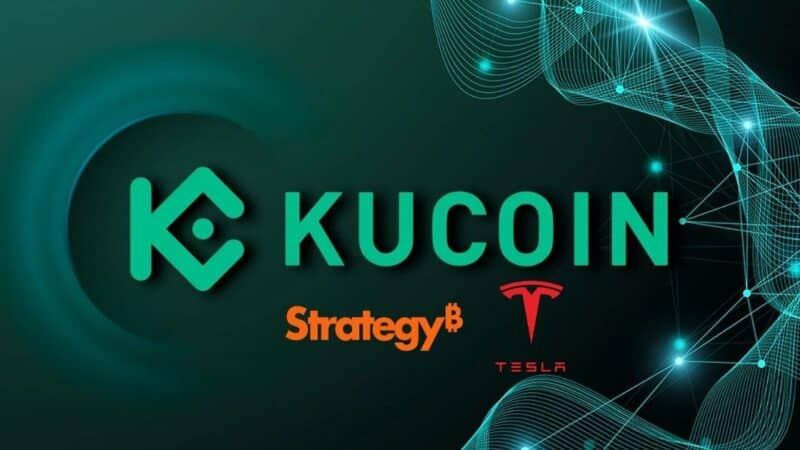 „KuCoin” leidžia spekuliuoti „Tesla” ir „Strategy” akcijomis per kriptovaliutas