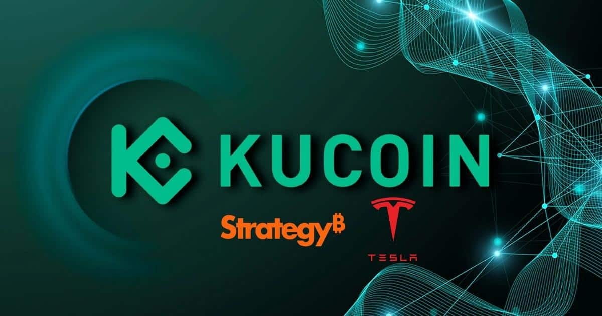 „KuCoin” leidžia spekuliuoti „Tesla” ir „Strategy” akcijomis per kriptovaliutas