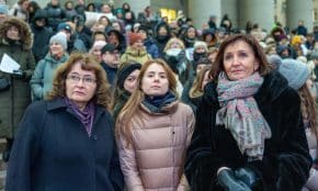 Streikuojančių mokytojų mitingas prie Seimo. ELTA / Julius Kalinskas nuotr.