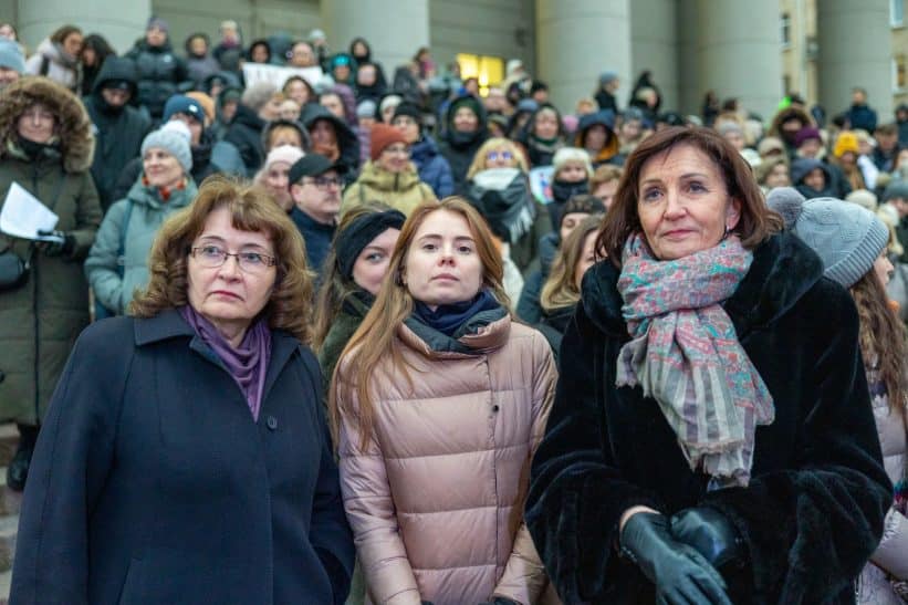 Streikuojančių mokytojų mitingas prie Seimo. ELTA / Julius Kalinskas nuotr.