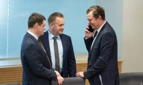 Remigijus Žemaitaitis, Artūras Skardžius, Aidas Gedvilas. ELTA / Andrius Ufartas