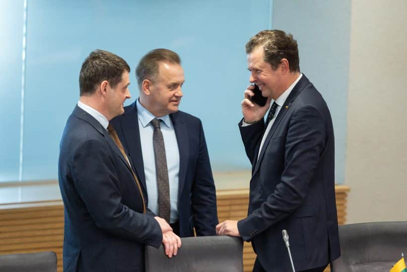 Remigijus Žemaitaitis, Artūras Skardžius, Aidas Gedvilas. ELTA / Andrius Ufartas