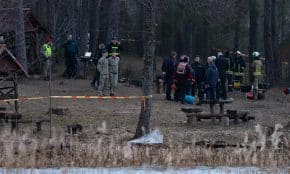 Vieta, kurioje Varėnos rajone nukrito dronas. ELTA / Julius Kalinskas