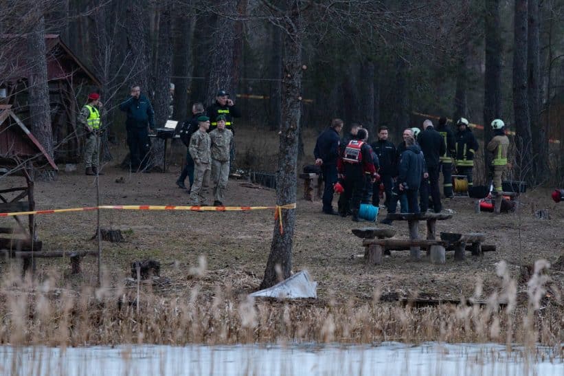 Vieta, kurioje Varėnos rajone nukrito dronas. ELTA / Julius Kalinskas