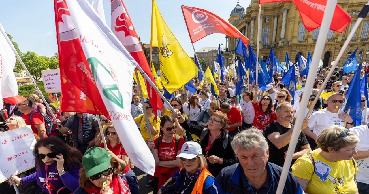 Protestai Kroatijoje – profsąjungos reikalauja 1 100 Eur algos ir didesnių pensijų
