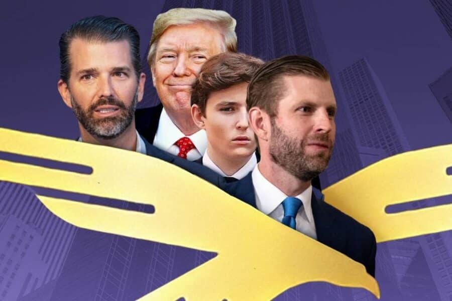 D. Trumpo kripto projektas ties bedugne: WLFI kaina rekordinėse žemumose, o J. Sunas grasina teismais