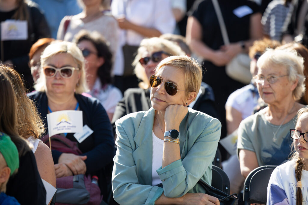 Mokytojų streikas prie Vyriausybės. ELTA / Andrius Ufartas