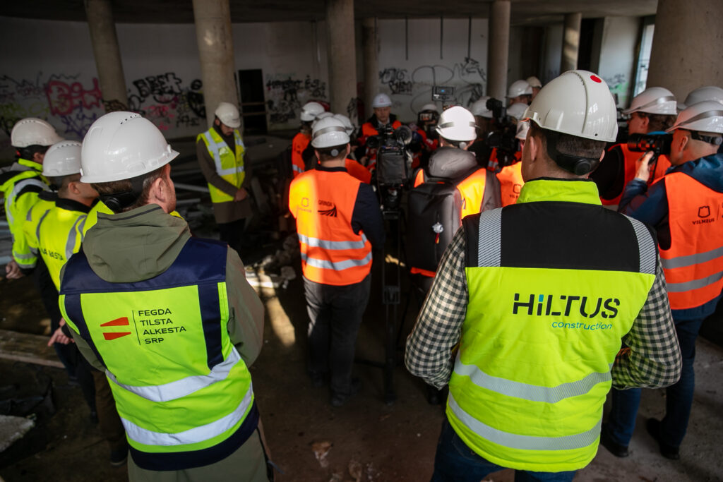 Vilniaus miesto mero ir didžiausių statybos bendrovių spaudos konferenciją dėl Maskvos namų griovimo. ELTA / Orestas Gurevičius