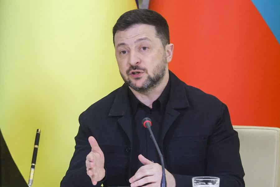 Zelenskis: ES turėtų vienytis su Ukraina ir kitomis šalimis, kad sukurtų karinį bloką Rusijai atgrasyti. EPA-ELTA