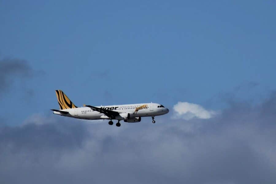tiger, air, landing, approach, budget, airline, sydney, australia, aero, plane, aircraft, flight, airport, holiday, flying, airplane, boeing, 737, cheap, journey, vacation, transport, travel, vh-vnk, syd, blue plane, blue airplane