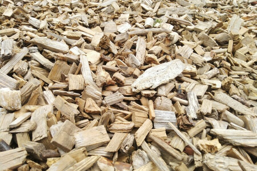 Biomass heating plant wood chips district heating