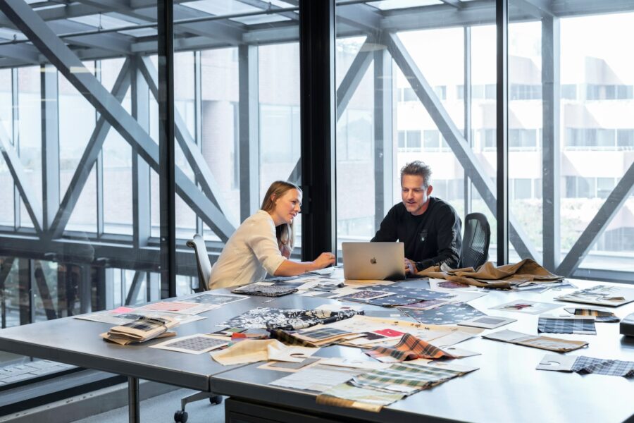 Modern factory office workers meeting