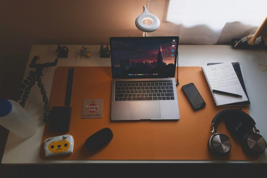 Cloud storage laptop office desk