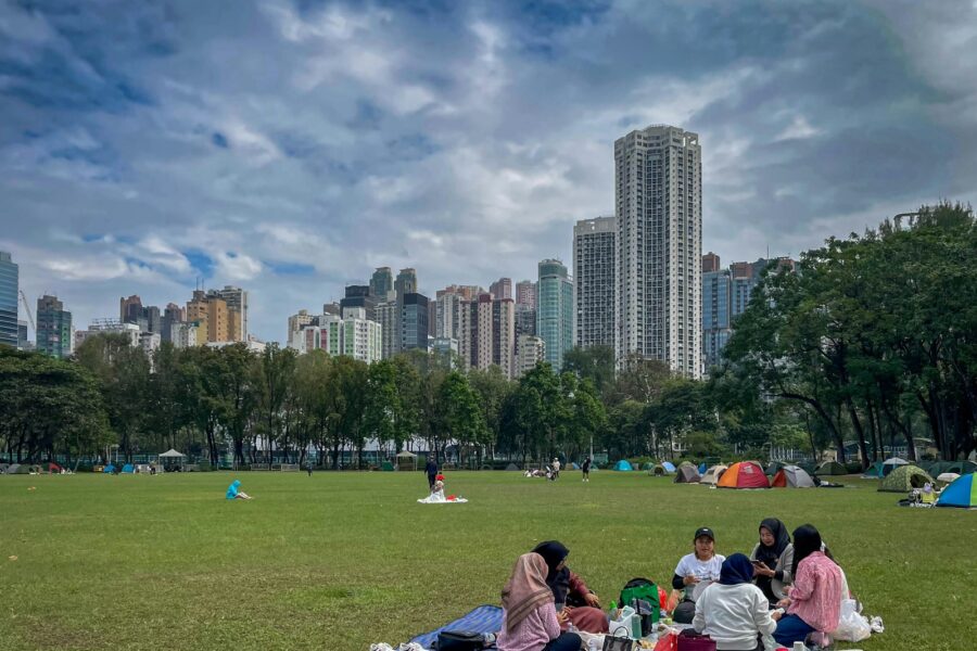 Evening city park picnic blanket book
