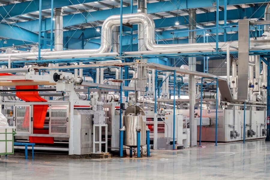 Factory floor digital screens industrial machines