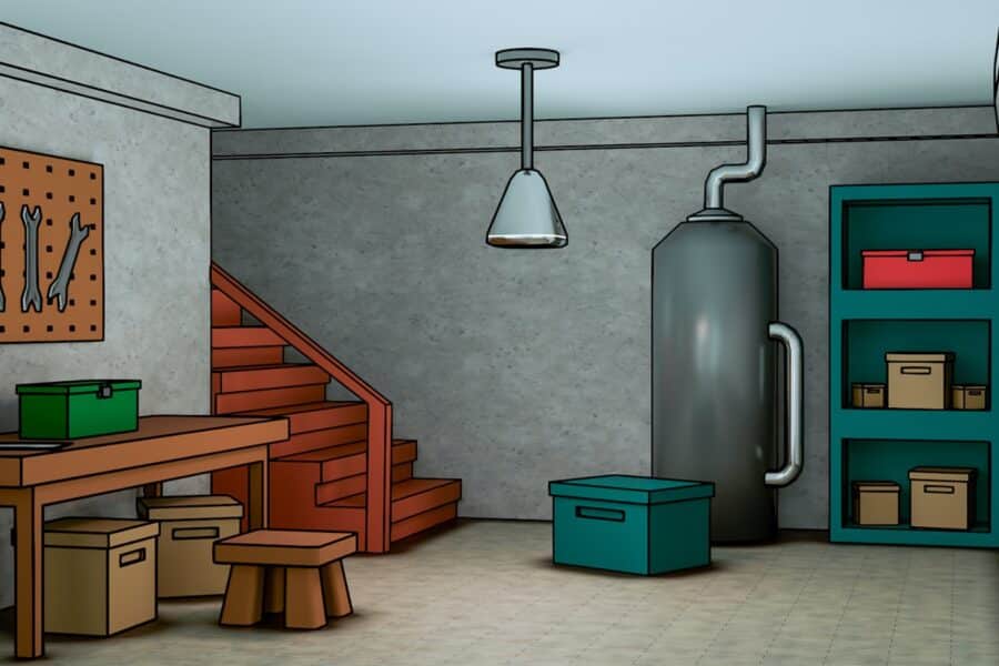 Firewood boiler basement storage