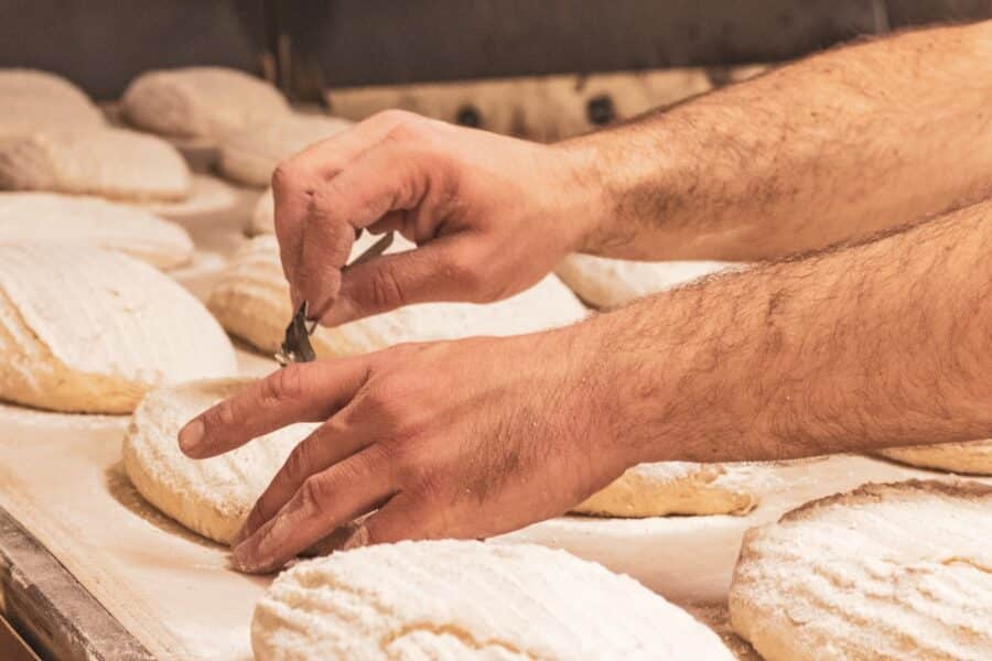 Industrial bakery production line bread loaves